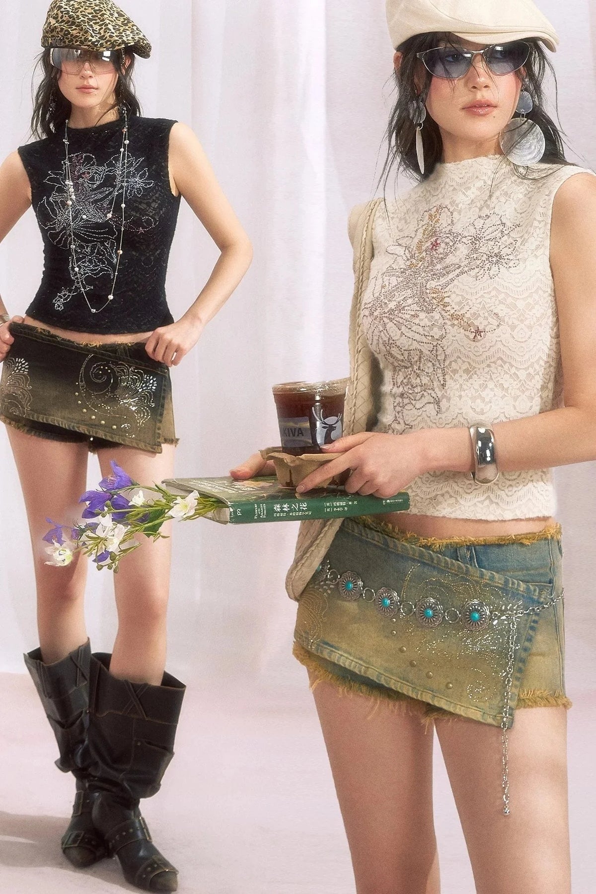 Rhinestone Embroidered Lace Camisole