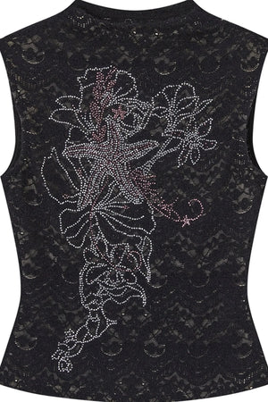 Rhinestone Embroidered Lace Camisole