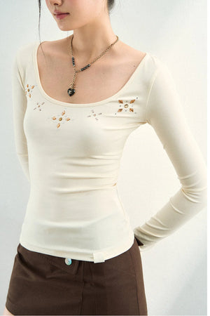 Rhinestone French Knit Top