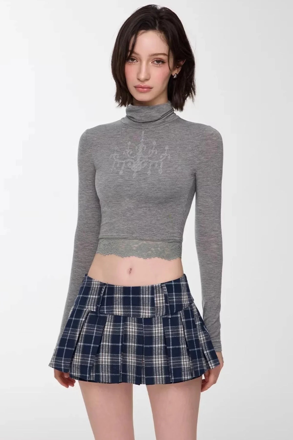 Rhinestone High-Neck Top
