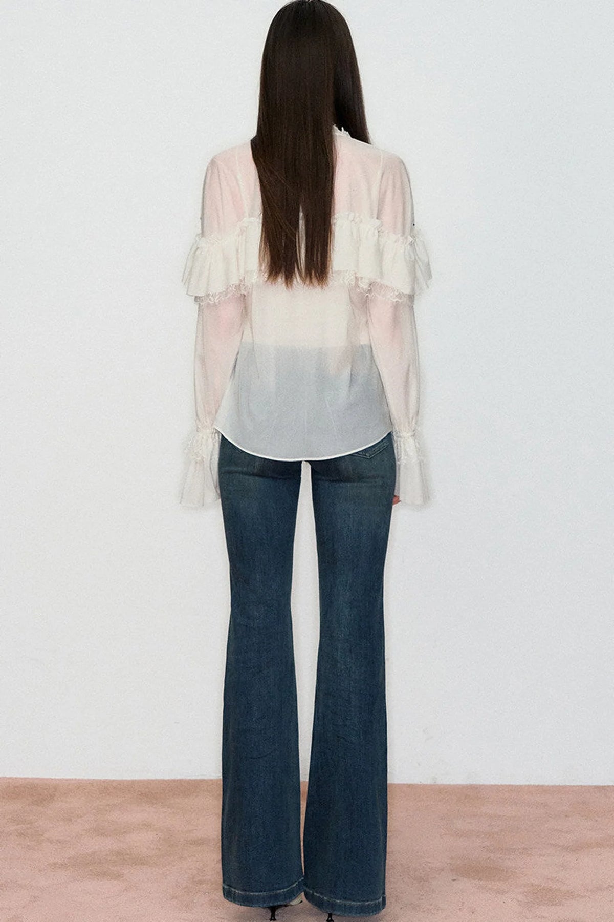 Rhinestone Lace V-Neck Blouse