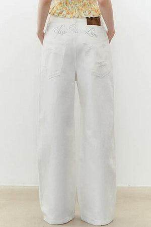 Rhinestone Ripped Denim Pants
