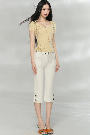 Rhinestone V-Neck Top
