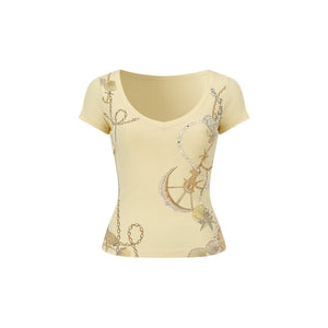 Rhinestone V-Neck Top