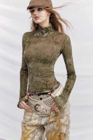 Rhinestone Velvet Jacquard Top