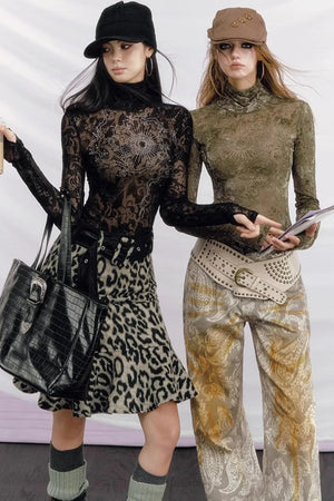 Rhinestone Velvet Jacquard Top