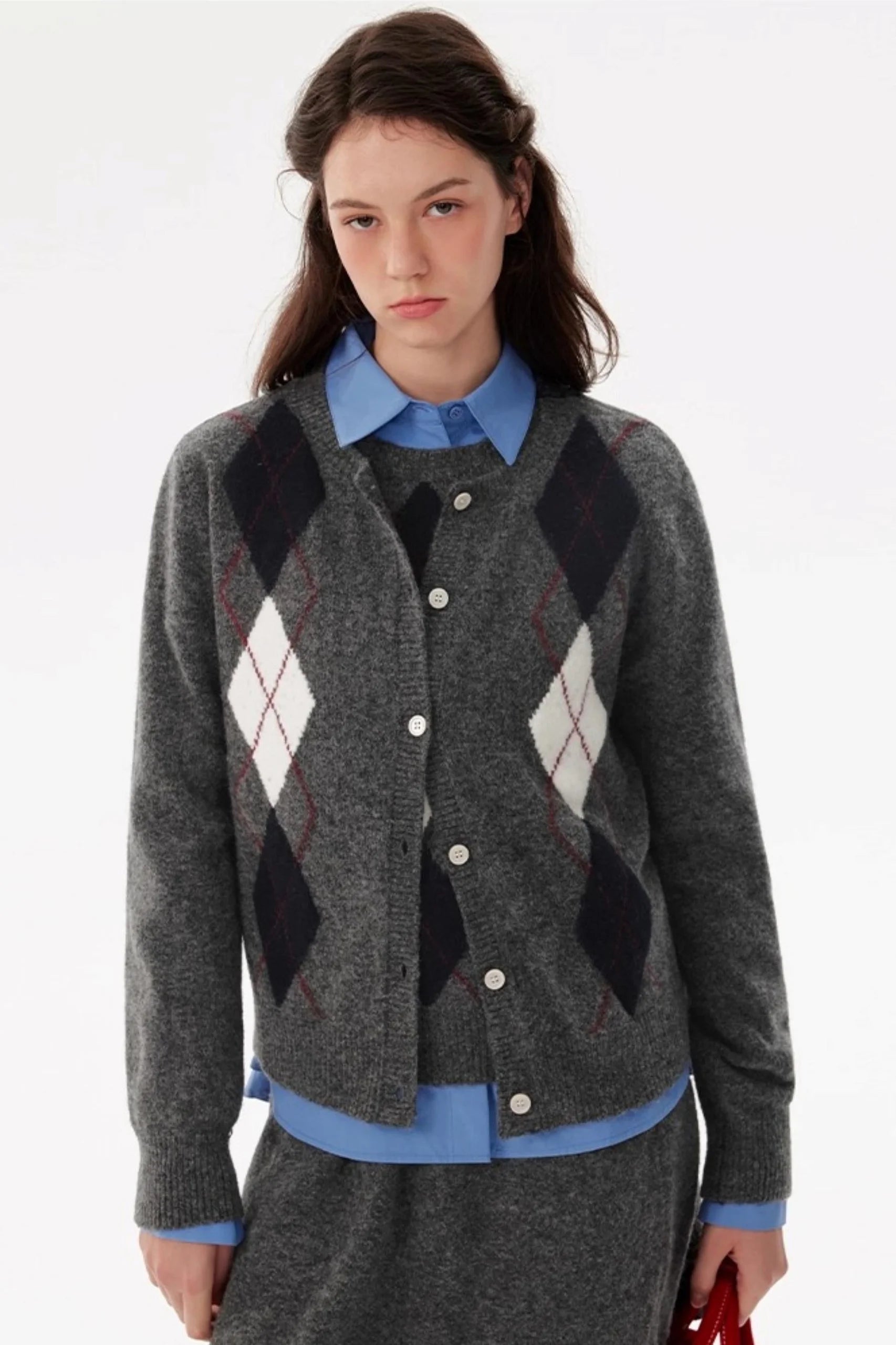 Rhombus Elements Knit Cardigan Set