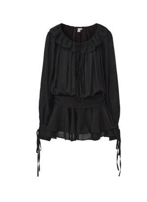 Rhythmic Ruffled Satin Dress