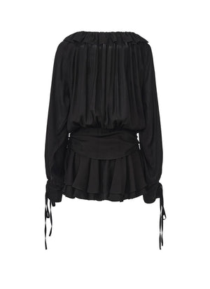 Rhythmic Ruffled Satin Dress