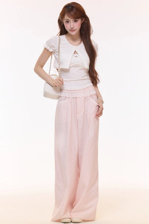 Ribbed Knit Cardigan Pants Set-Up