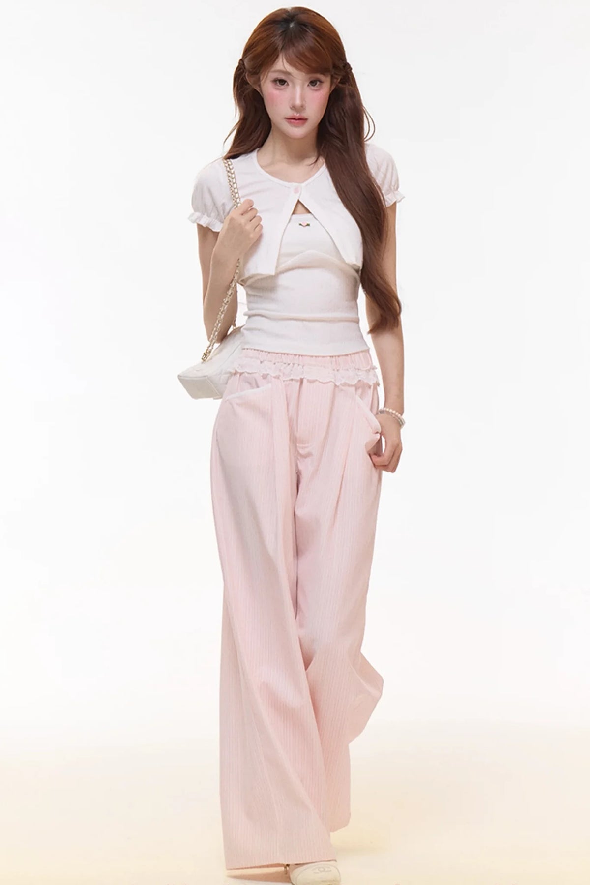 Ribbed Knit Cardigan Pants Set-Up
