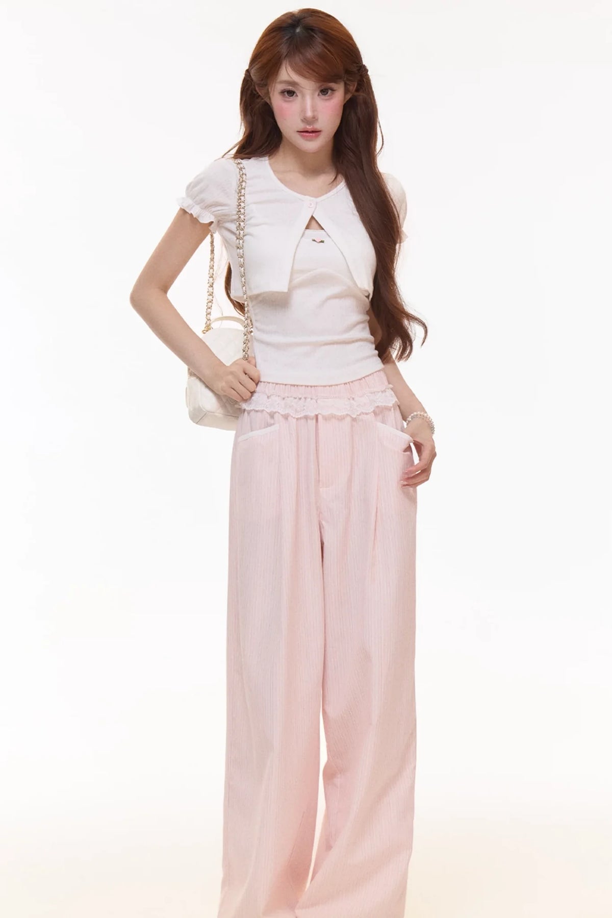 Ribbed Knit Cardigan Pants Set-Up