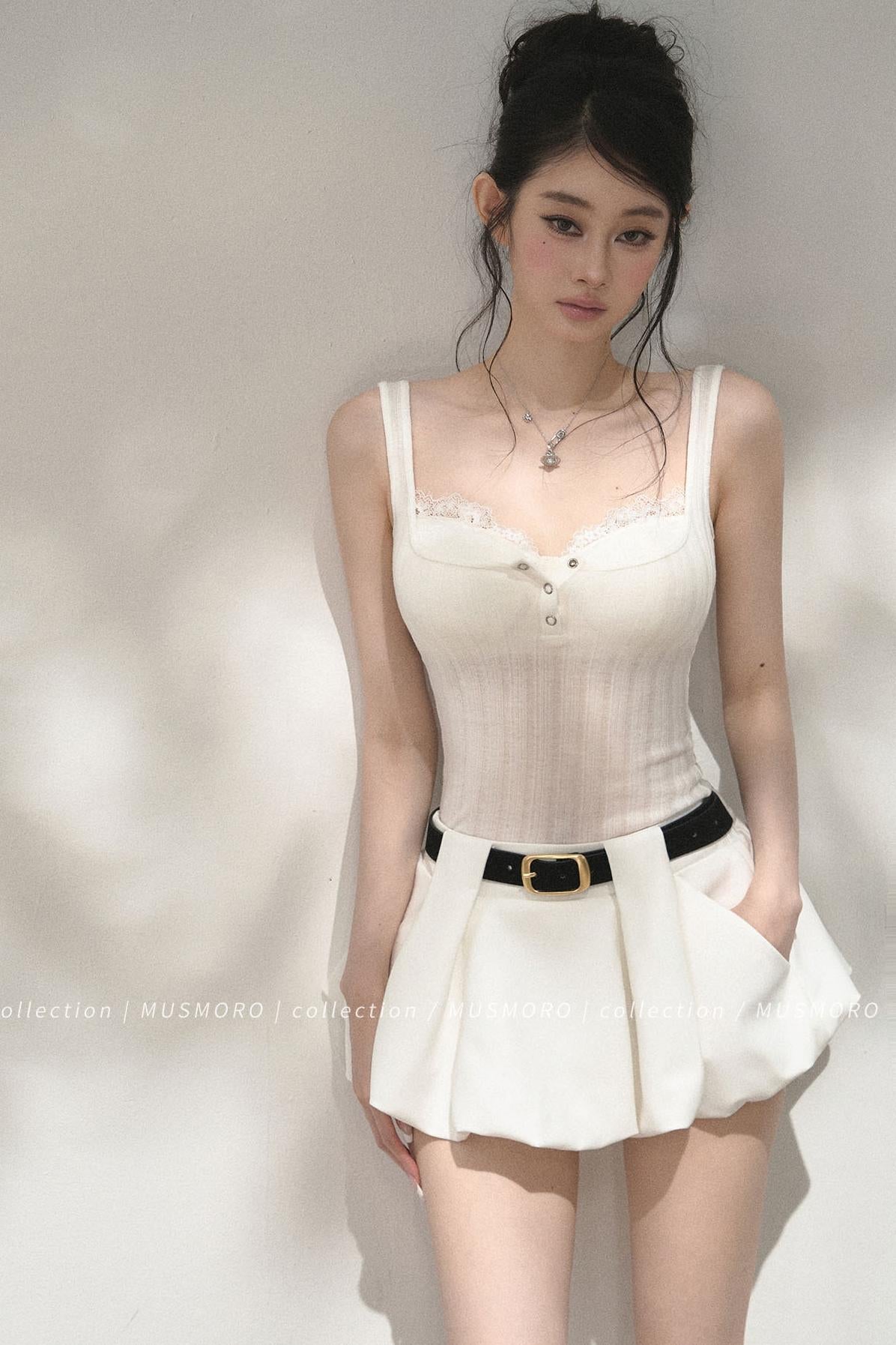 Ribbed Lace Camisole