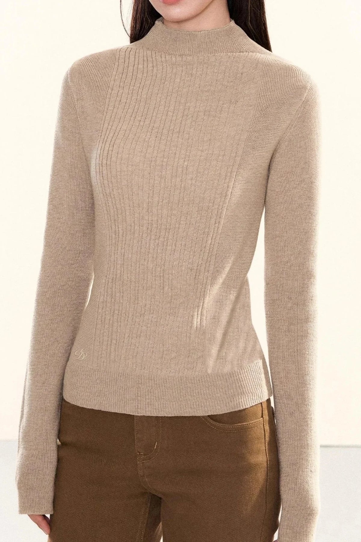 Ribbed Waist-Cinching Knit Sweater