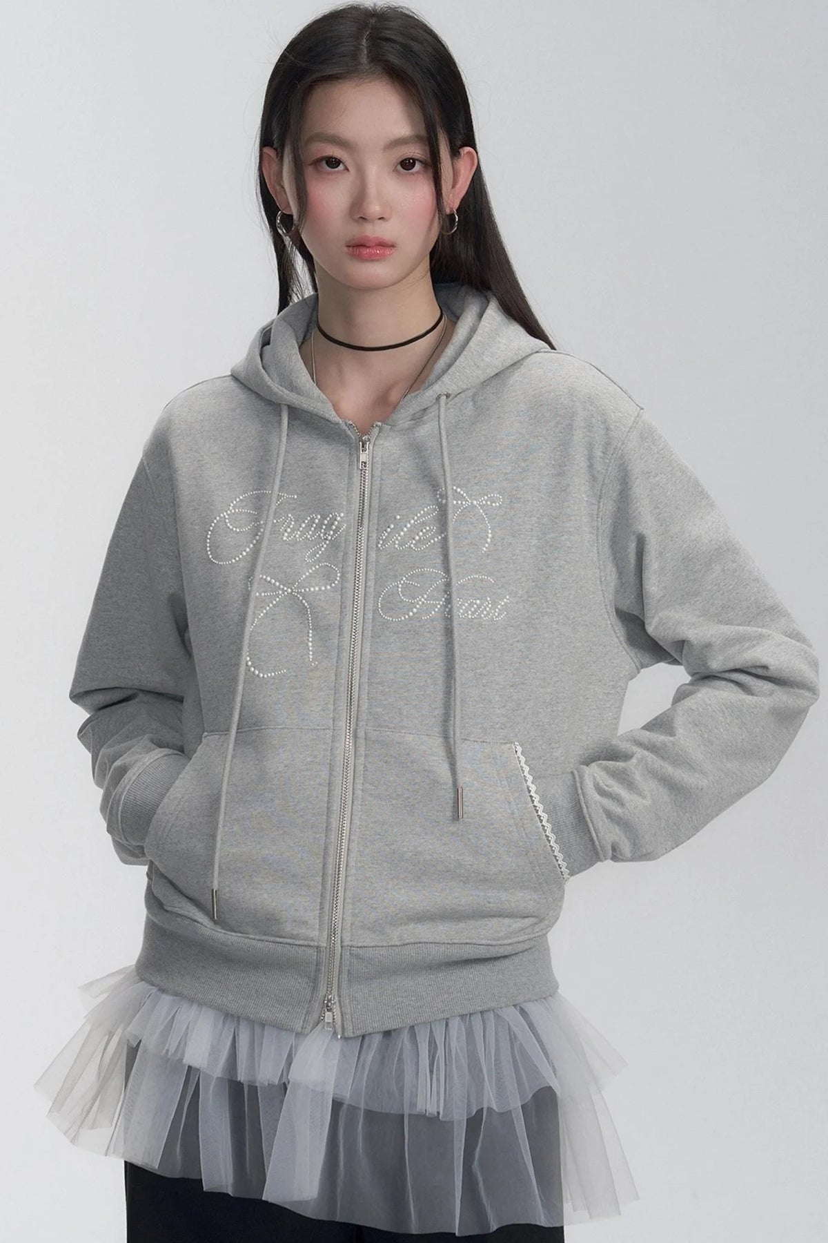 Ribbon Detail Hooded Jacket