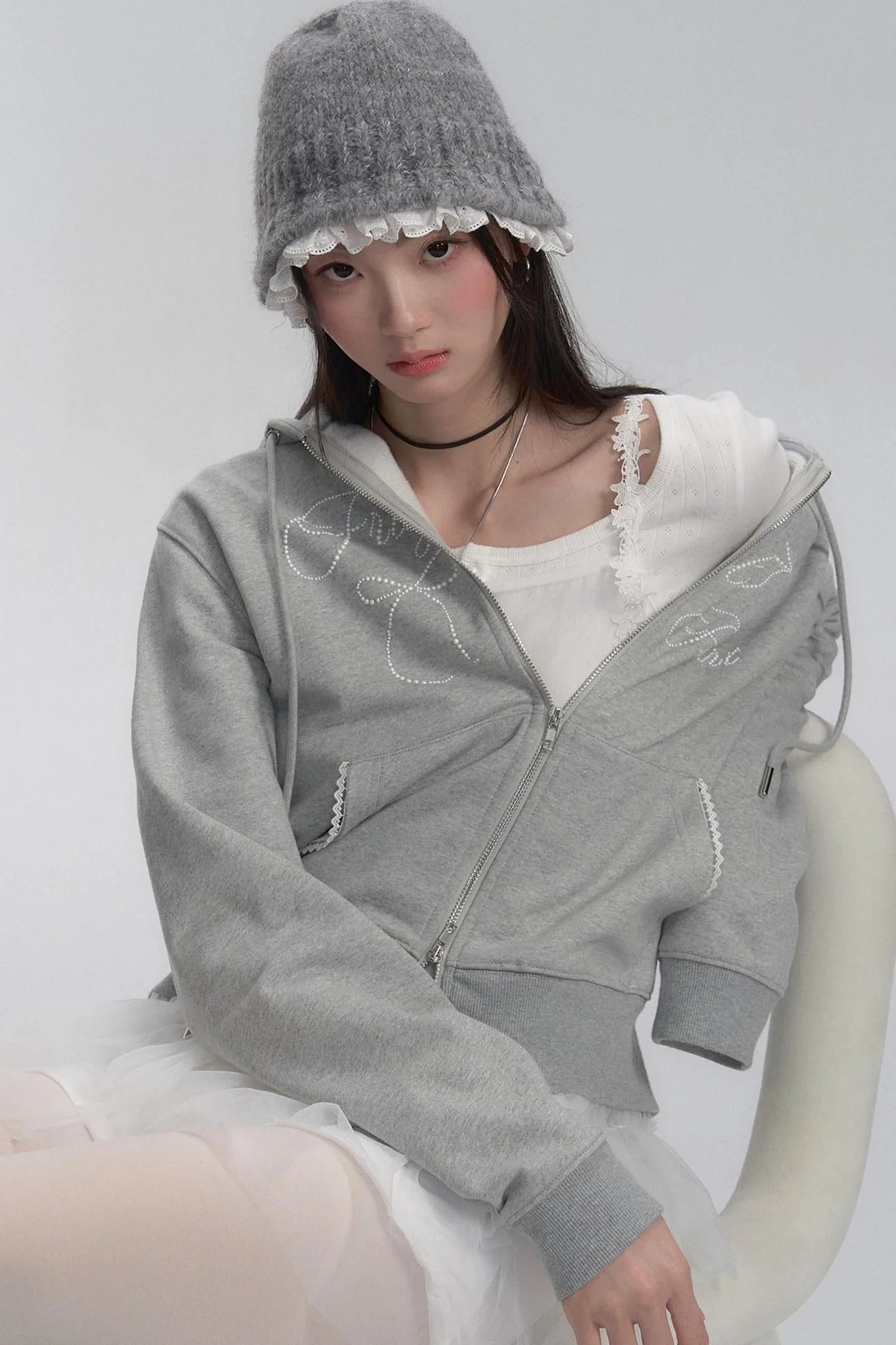 Ribbon Detail Hooded Jacket