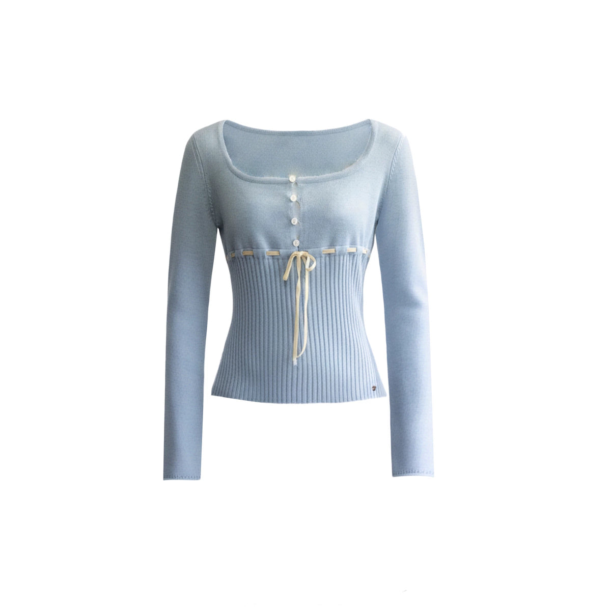 Ribbon Knit Tie-Up Top