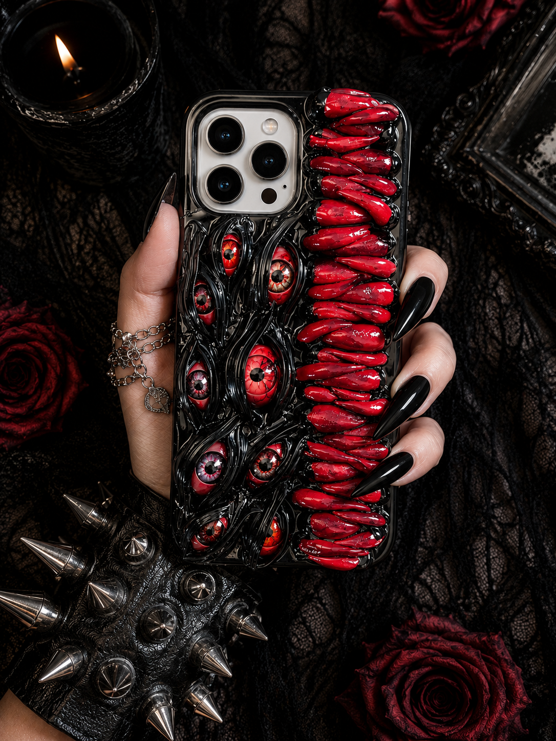 Handmade 3D Horror Eye iPhone Case - Unique Gothic Phone Cover