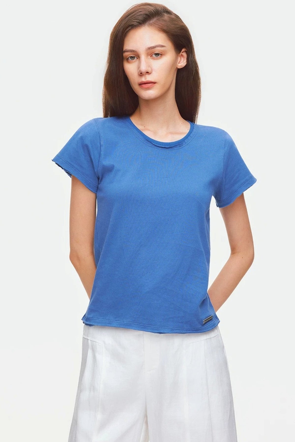 Rolled Hem Cotton T-Shirt