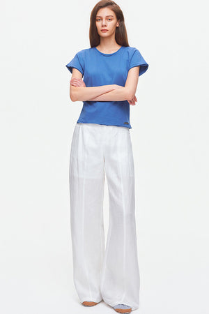 Rolled Hem Cotton T-Shirt