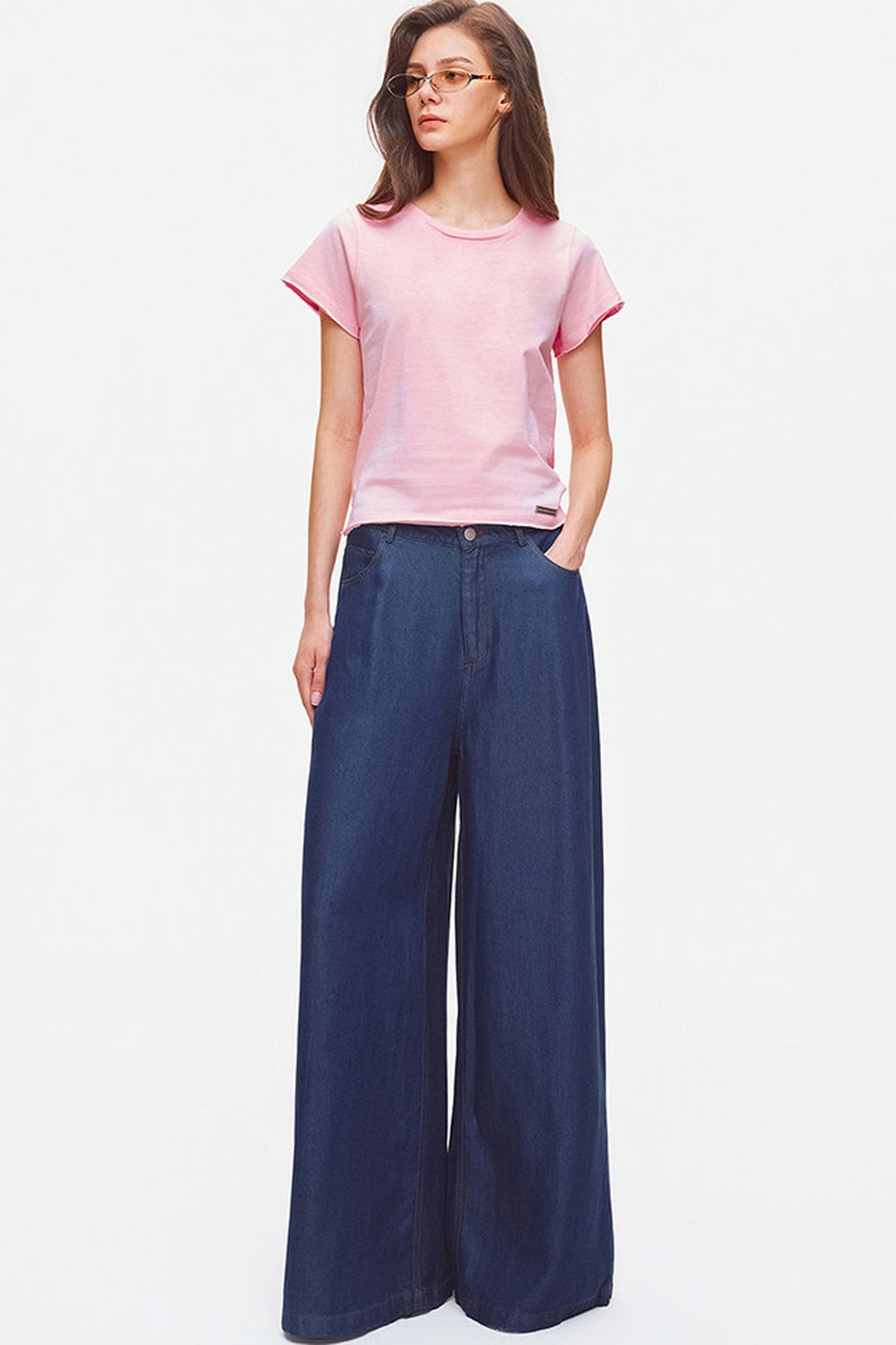 Rolled Hem Cotton T-Shirt
