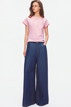 Rolled Hem Cotton T-Shirt