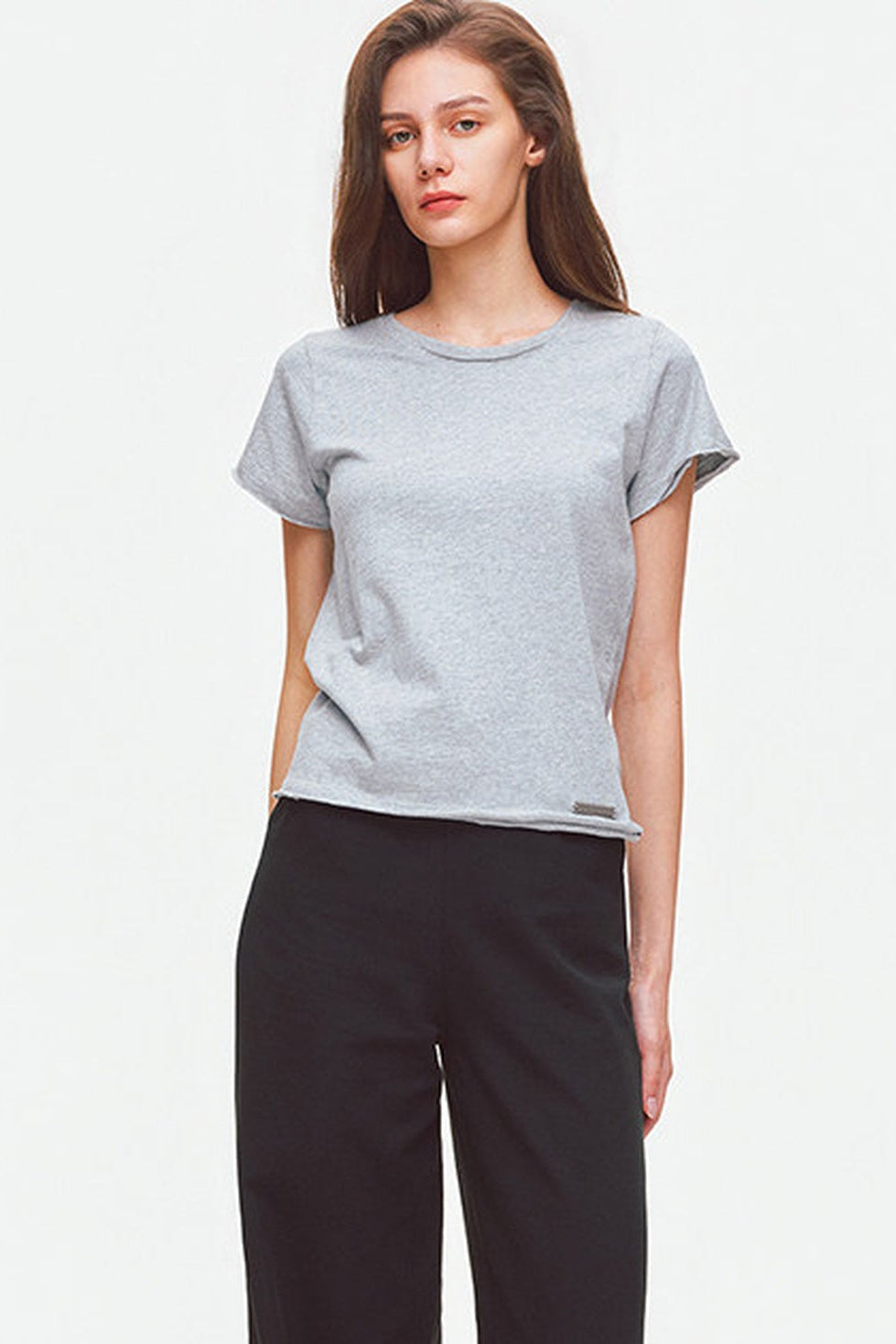 Rolled Hem Cotton T-Shirt