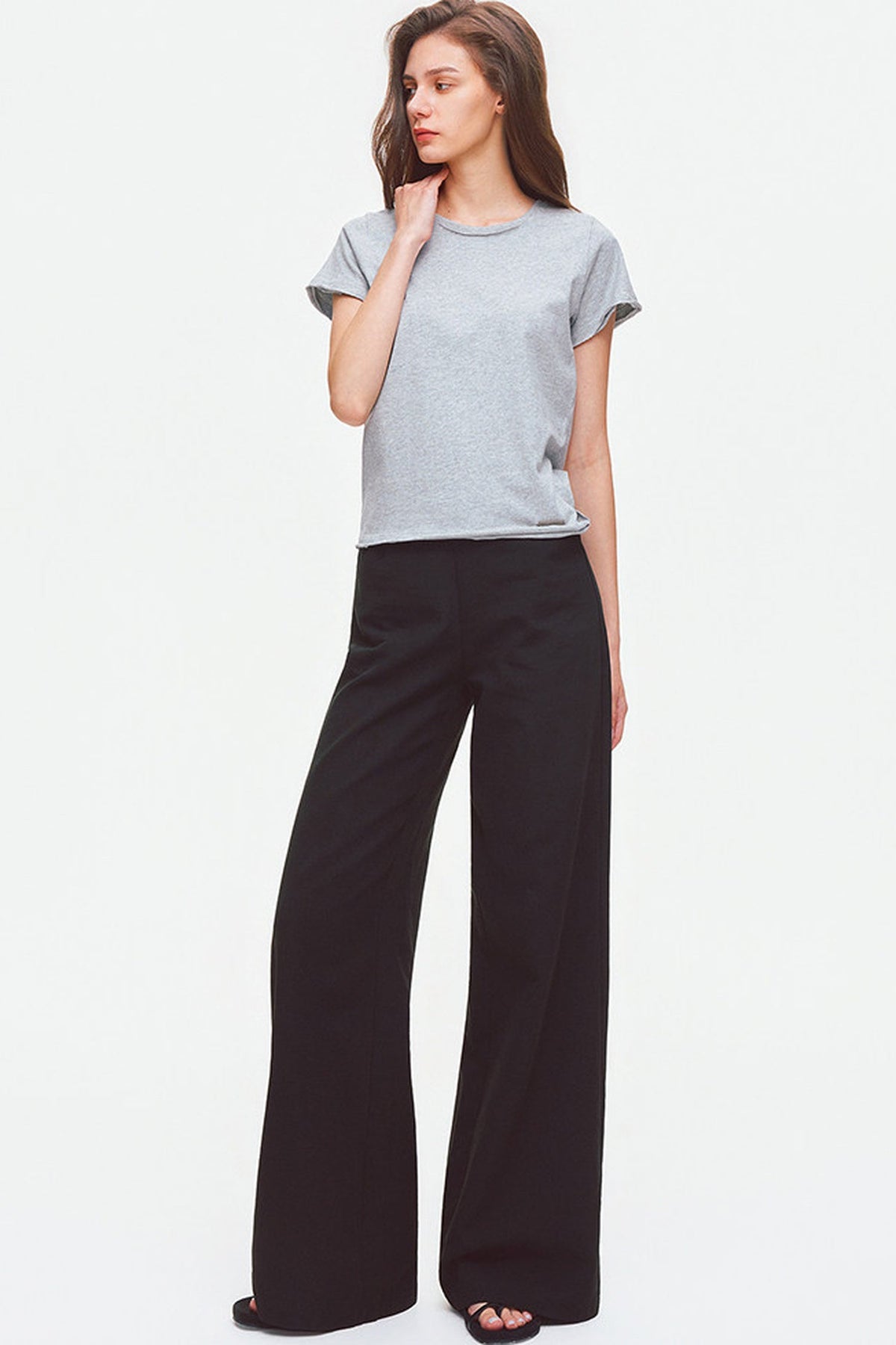 Rolled Hem Cotton T-Shirt