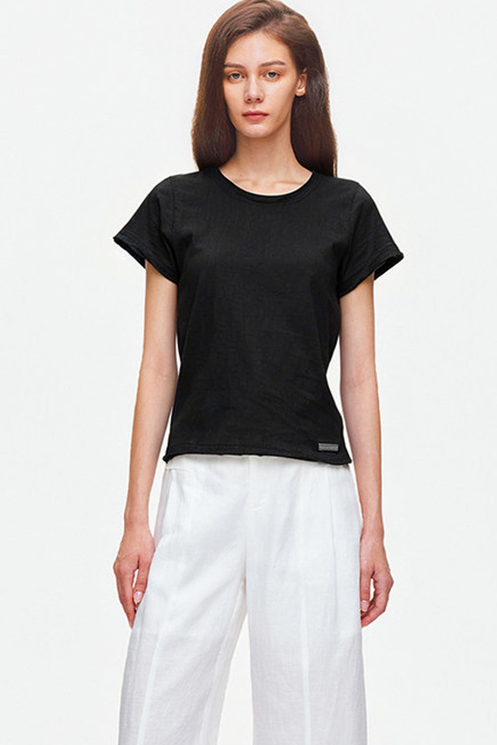 Rolled Hem Cotton T-Shirt