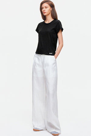 Rolled Hem Cotton T-Shirt