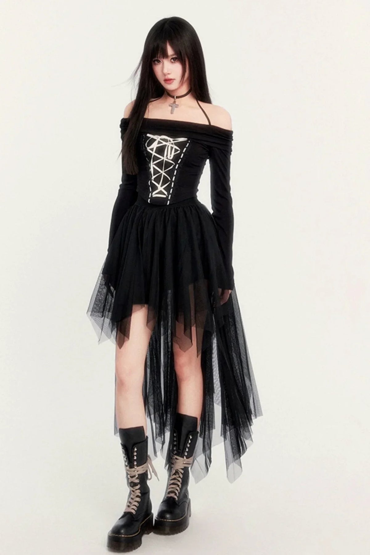 Romantic Ash Strappy Mesh Skirt Set-Up