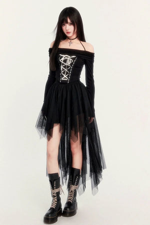 Romantic Ash Strappy Mesh Skirt Set-Up