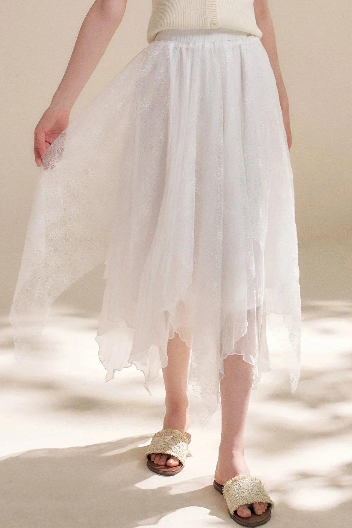 Romantic Asymmetrical Lace Skirt