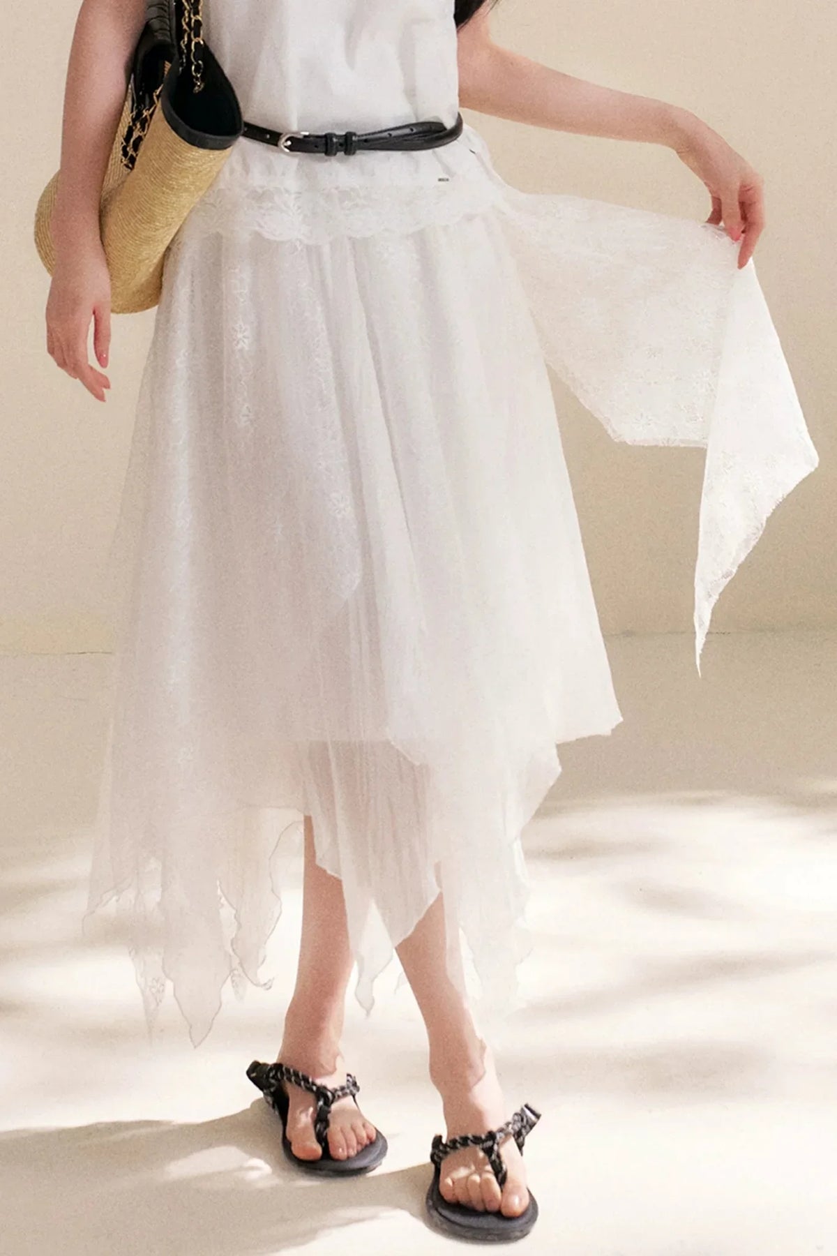 Romantic Asymmetrical Lace Skirt