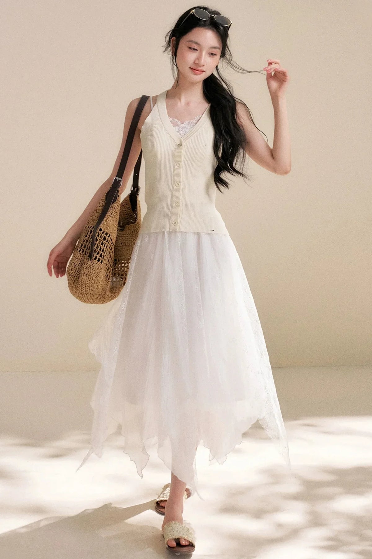 Romantic Asymmetrical Lace Skirt