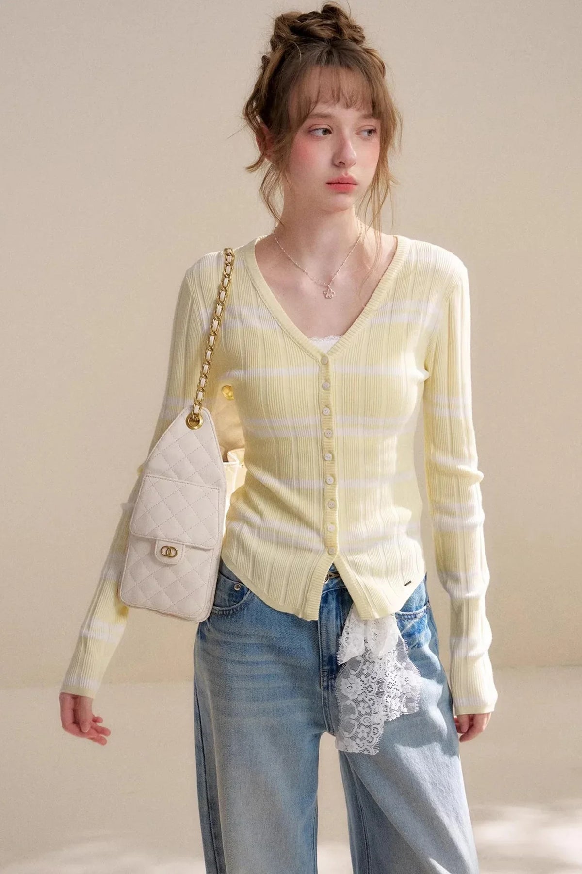 Romantic Contrast Lace Cardigan Top