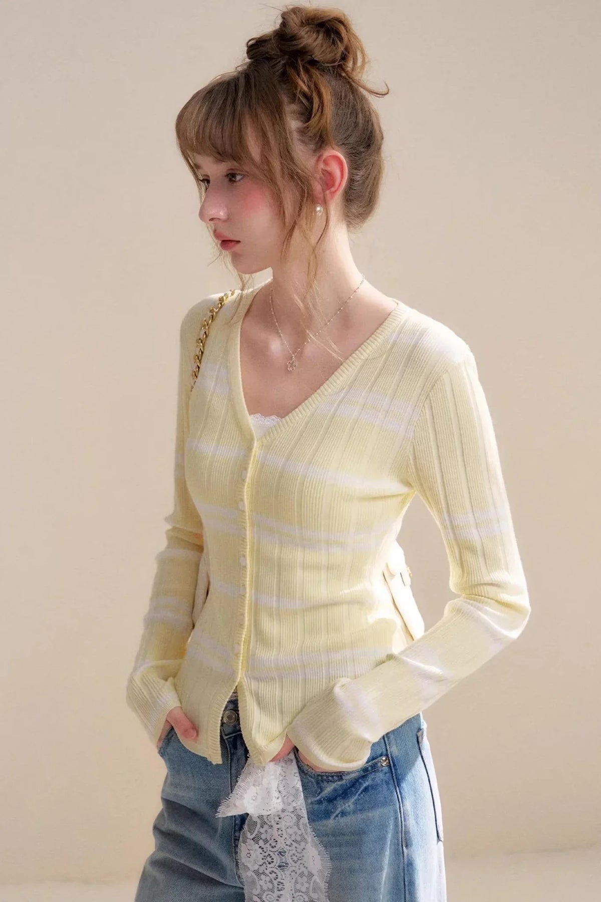 Romantic Contrast Lace Cardigan Top