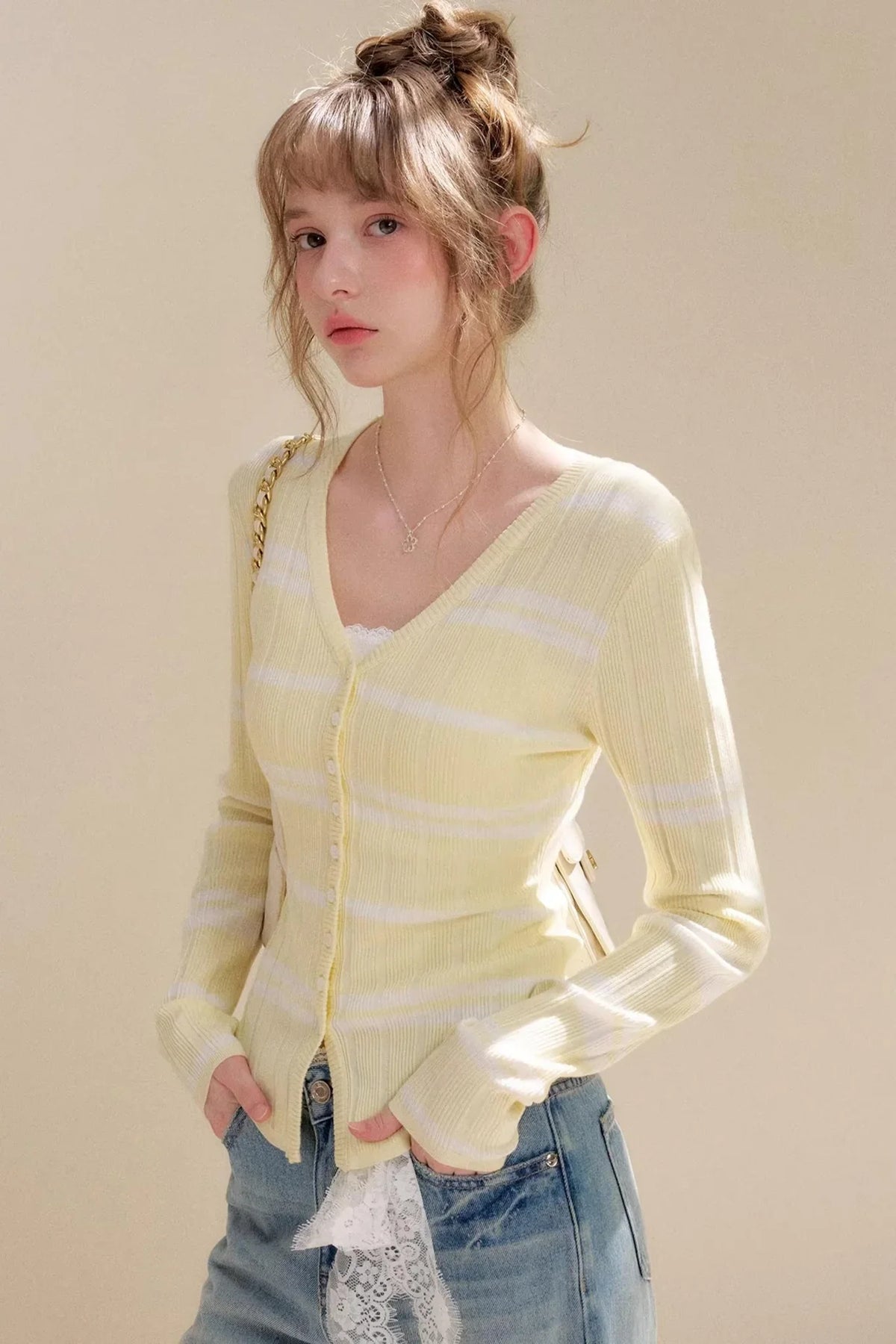 Romantic Contrast Lace Cardigan Top