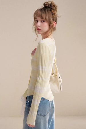 Romantic Contrast Lace Cardigan Top
