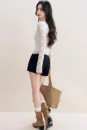 Romantic Fleece V-Neck Long Sleeve T-Shirt