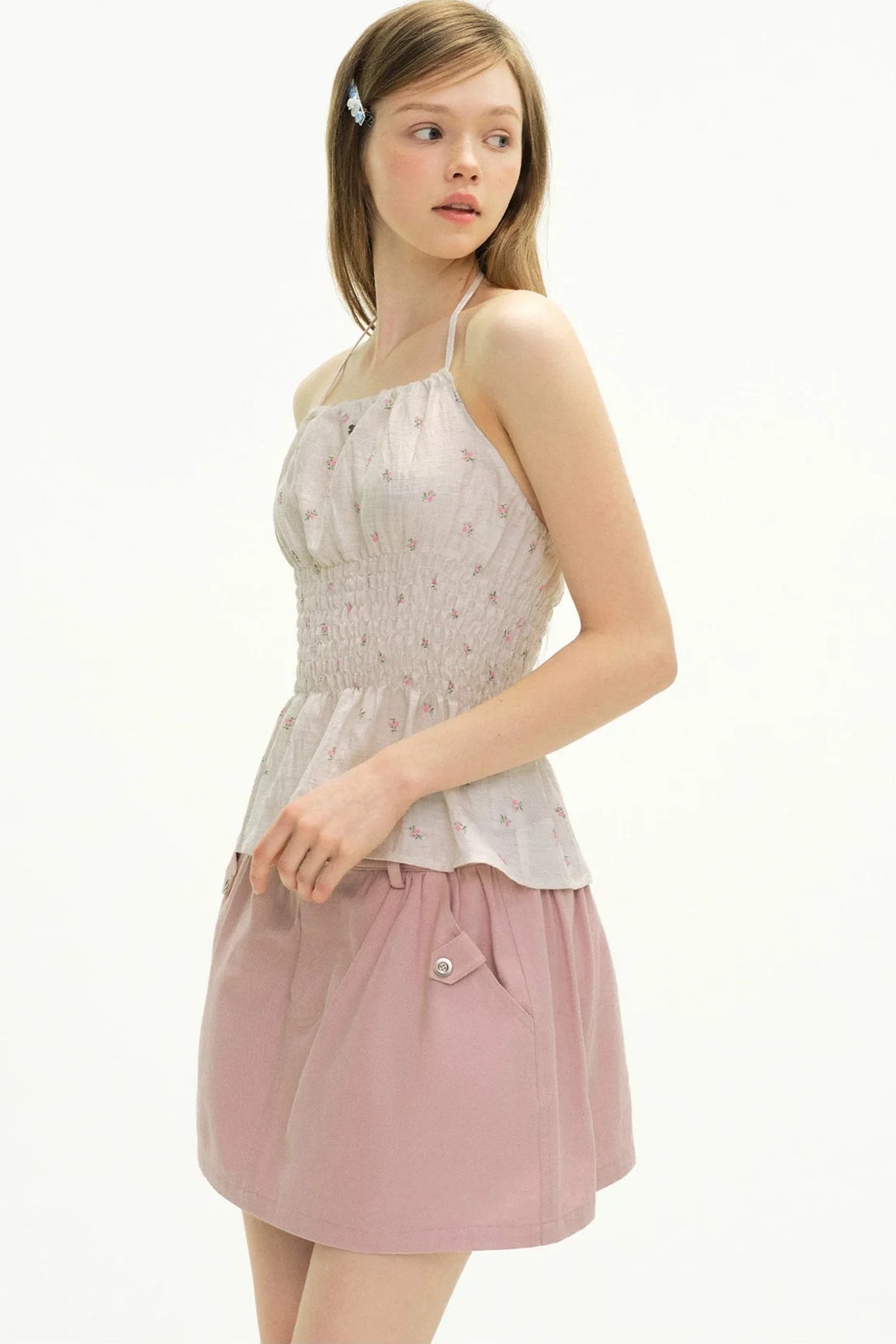 Romantic Floral Lace-Up Camisole