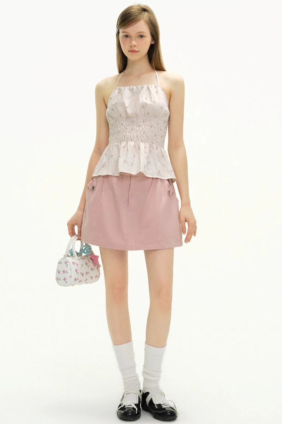 Romantic Floral Lace-Up Camisole
