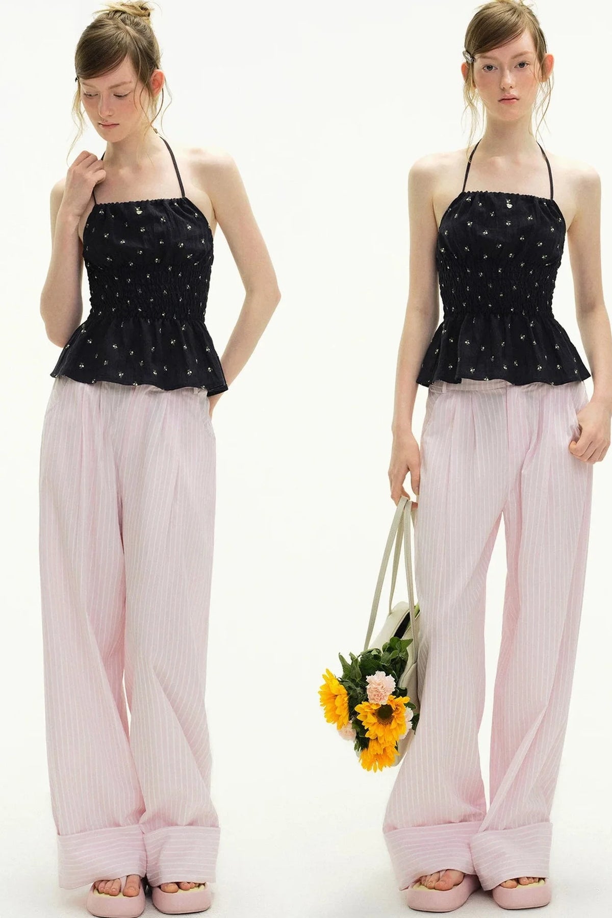 Romantic Floral Lace-Up Camisole
