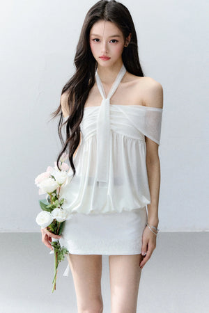 Romantic Floral One-Shoulder Top Set-Up