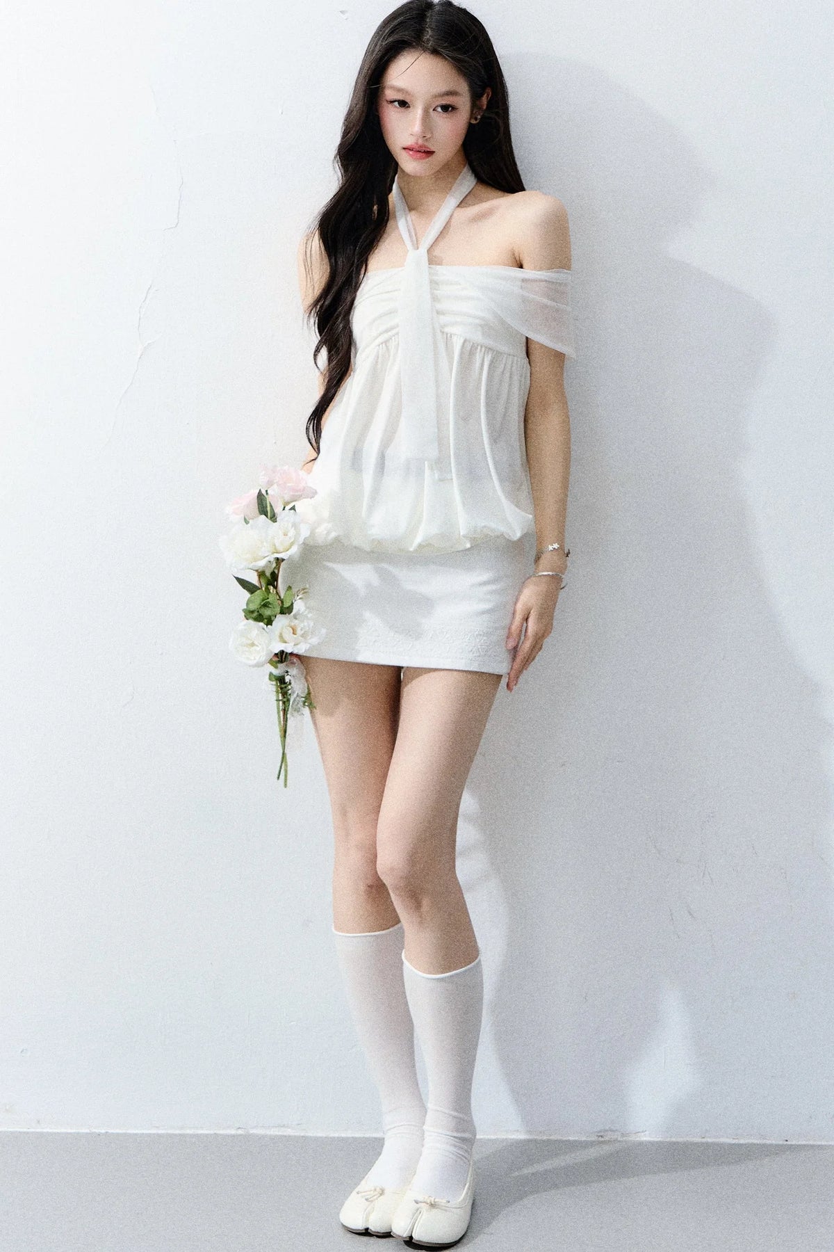Romantic Floral One-Shoulder Top Set-Up