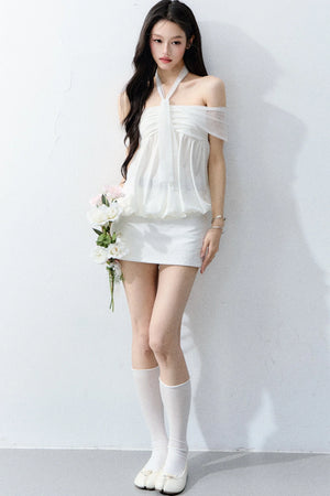 Romantic Floral One-Shoulder Top Set-Up