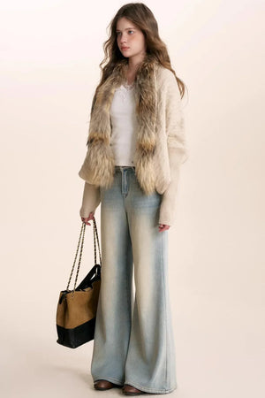 Romantic French Fur Collar Cardigan