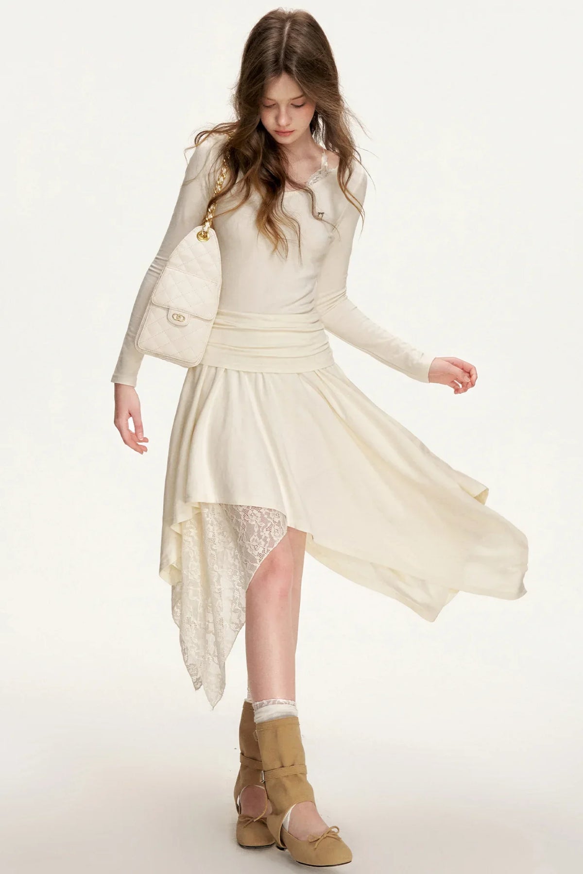 Romantic Lace Asymmetrical Dress