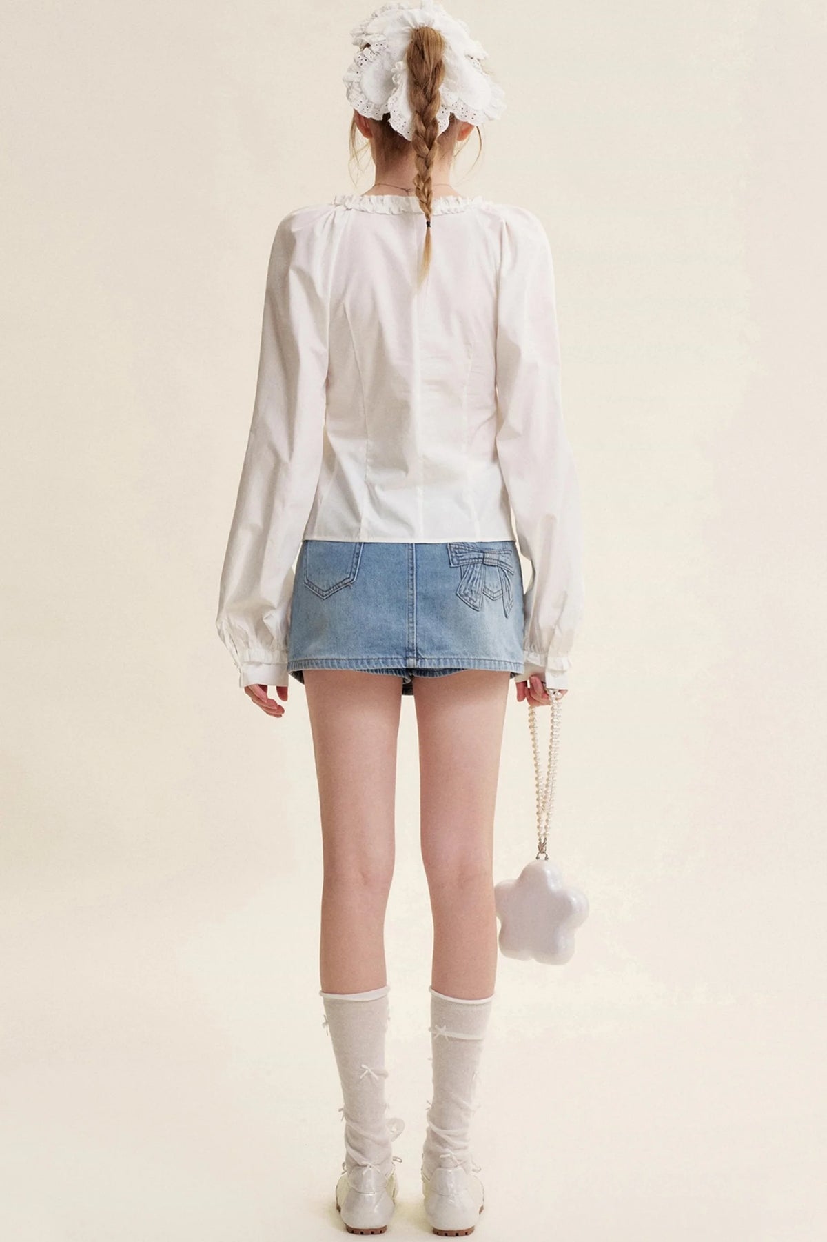 Romantic Lace Bow Tie V-Neck Shirt