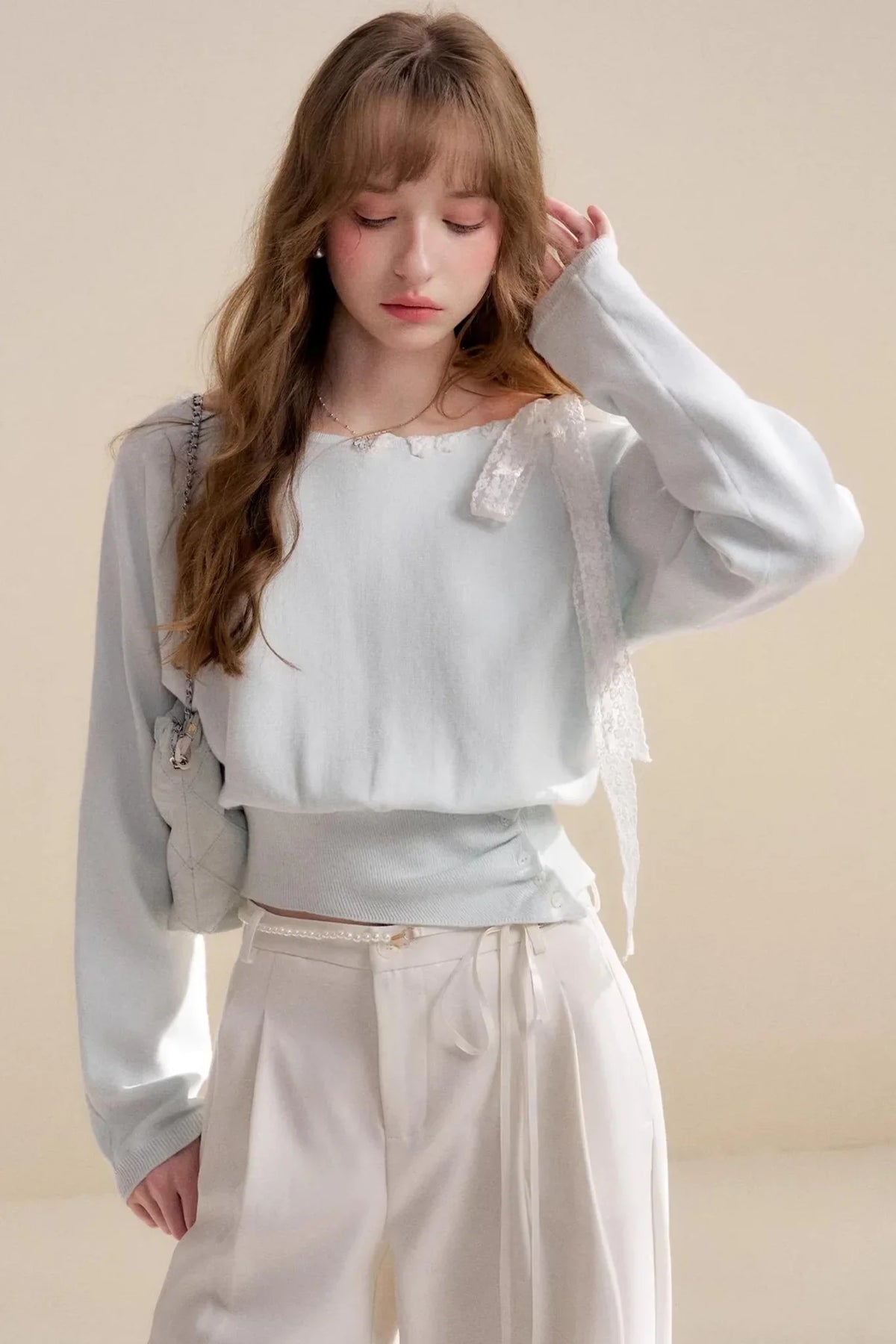Romantic Lace Off-Shoulder Knit Sweater